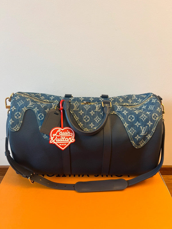 Louis Vuitton Blue Monogram Keepall Bandoulière M45975