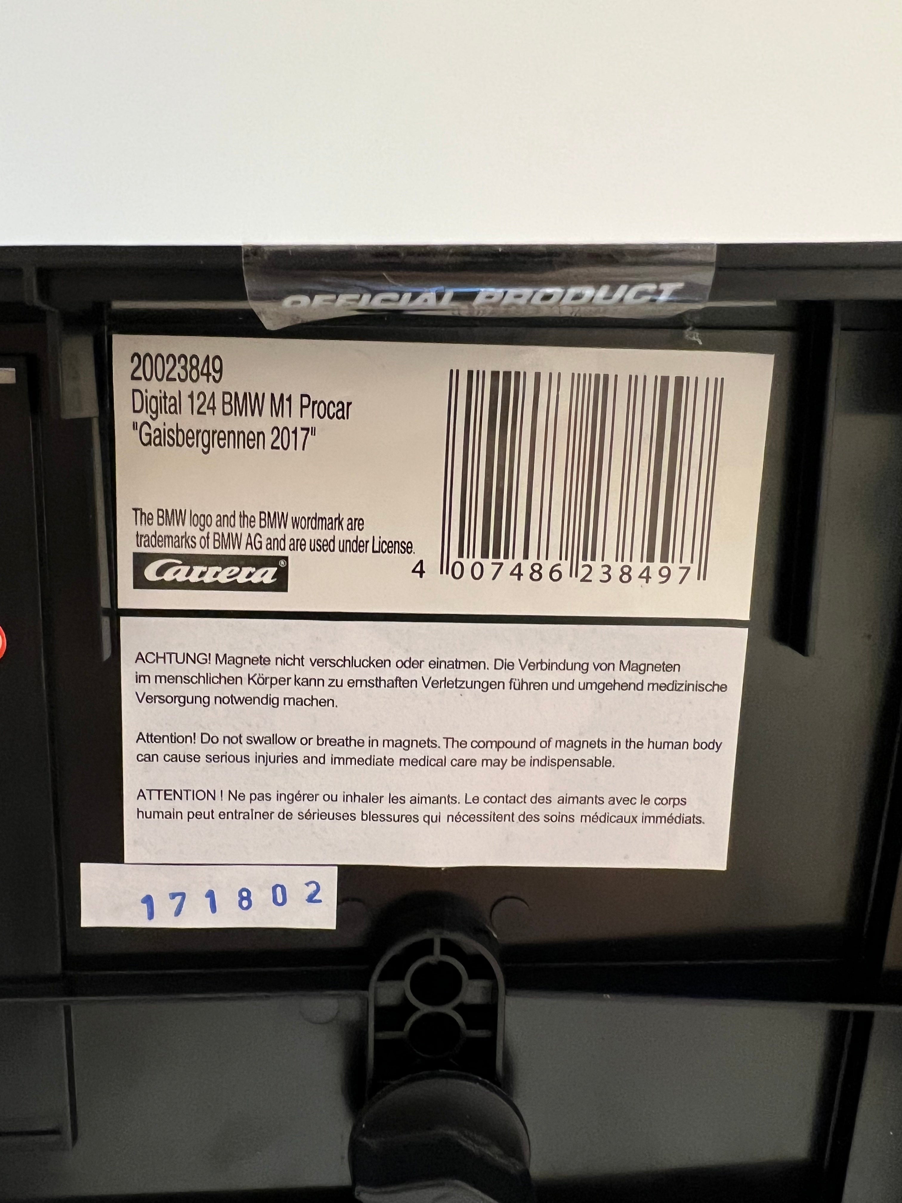 Carrera Digital 124 23849 BMW M1 Procar Gaisbergrennen